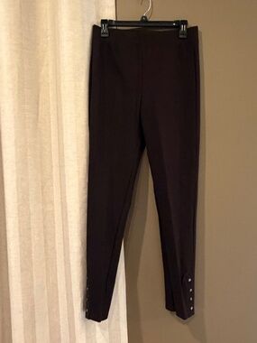 Cleo Legging Chocolate Brown Dress Pants with snap accents, Size Small